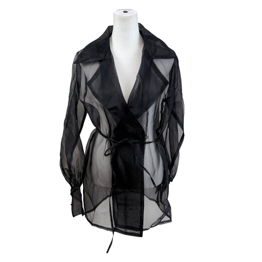 NWT IVIVI Collection Sheer Black Organza Trench Jacket